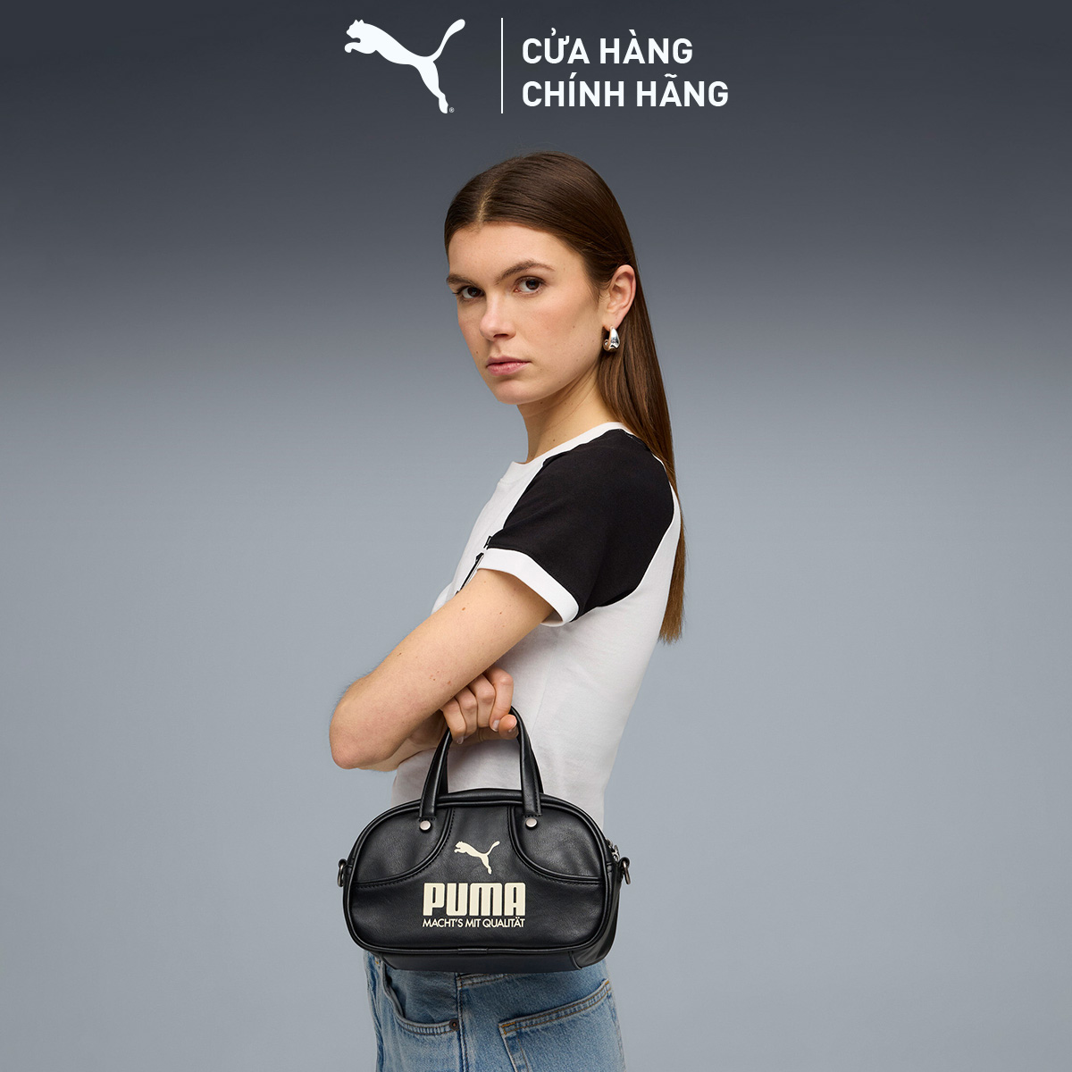 Túi Đeo Vai Thời Trang PUMA Unisex 1976 ARCHIVE Mini Grip Black-Alpine Snow Màu Đen