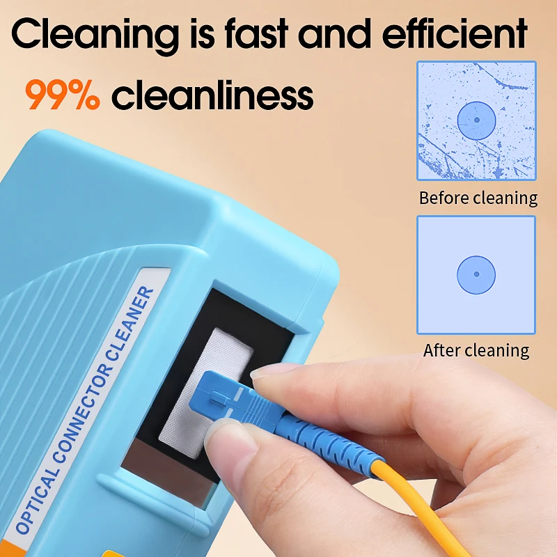 {UU61} COMPTYCO Fiber End Face Cleaning Box Pigtail Cleaner Cassette Fiber Wiping Tool FTTH Fiber Optic Cleaner Tools for SC/ST/FC/LC