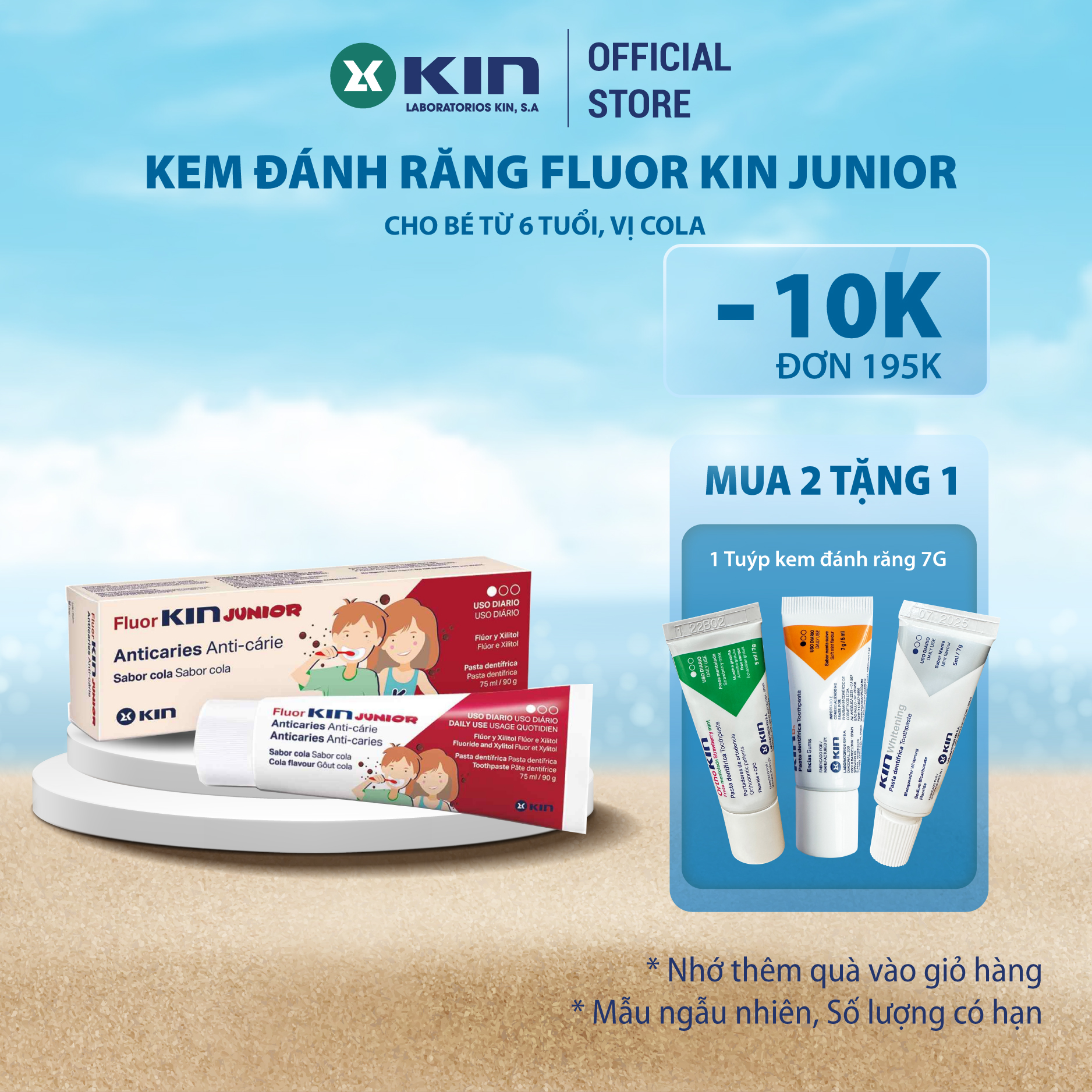 Kem Đánh Răng Fluor Kin Junior Hương Cola Cho Bé Từ 6-12 Tuổi 75ml