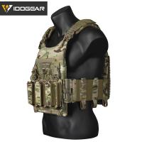 IDOGEAR Tactical LSR Plate Carrier with Triple 9mm&556 Mag Pouch Vest with 556/7.62 Side Mag Pouch MOLLE Outdoors Sports 3318
