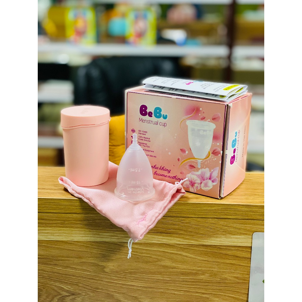 BeBu Cốc nguyệt san Silicon y tế siêu mềm 200g 5-10 năm 21-02-2026 kèm cốc đựng túi vải