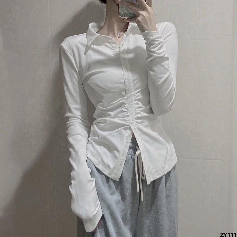 Phong Cách Chị Em + Váy Tôn Dáng, Áo Sơ Mi Xếp Ly Nữ, Bộ Đồ Ôm Sát Eo, Bộ Hai Chiếc Váy Ngắn Xuân Thu Xếp Ly Nữ Sinh