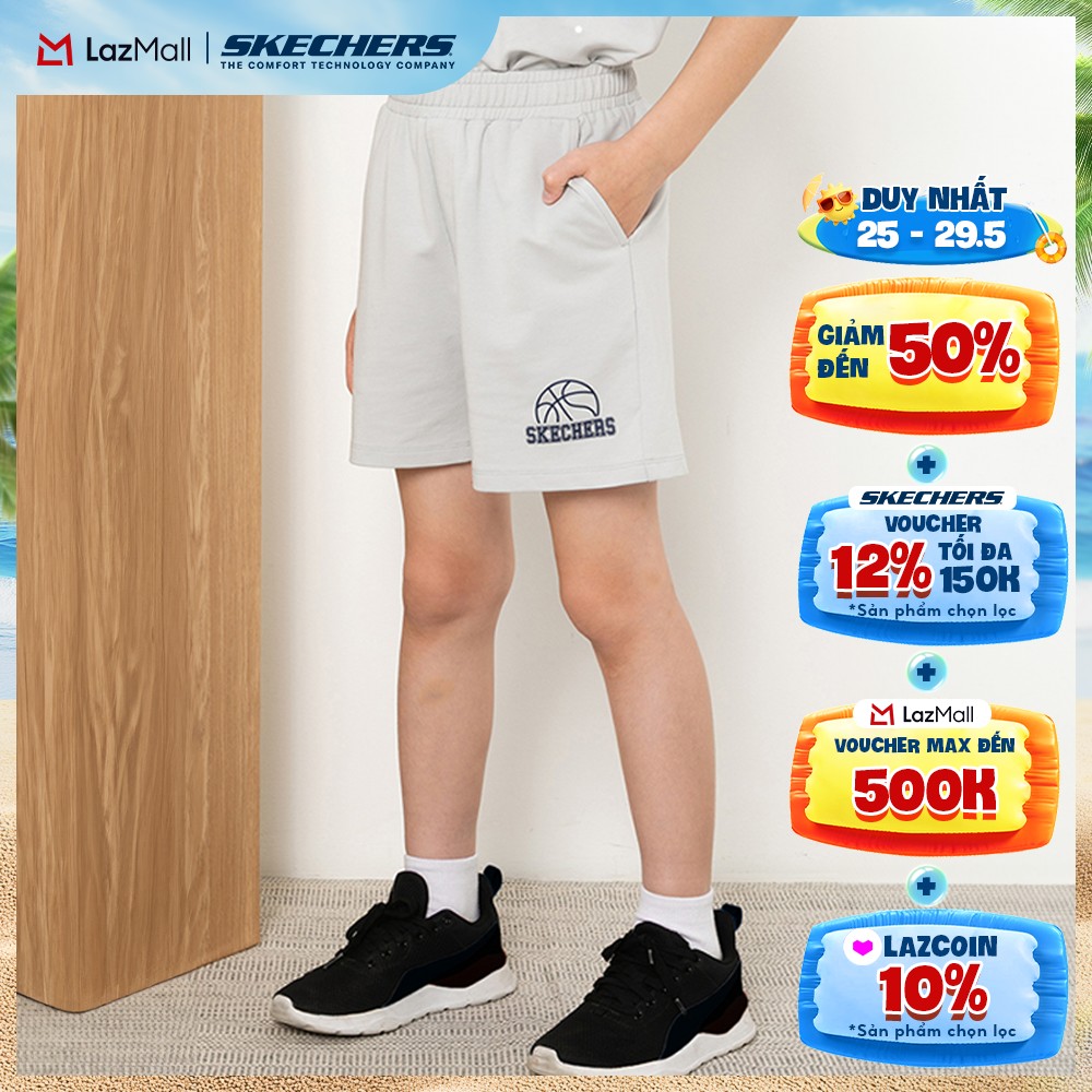 [Chỉ 25-29.5 - Voucher Skechers 15% + Voucher Lazada 18%] Quần Đùi Thể Thao Trẻ Em Skechers Basketball Culture Shorts - SL325K265-00KW