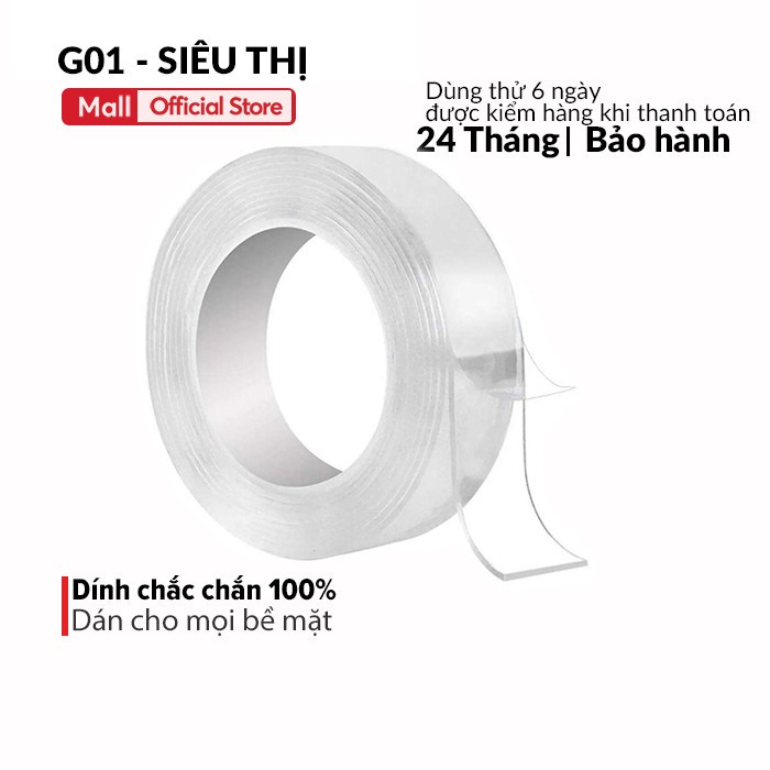 Băng dính 2 mặt siêu dính băng keo nano trong suốt 3cmx3cm dán tường dính mọi bề mặt tiện lợi
