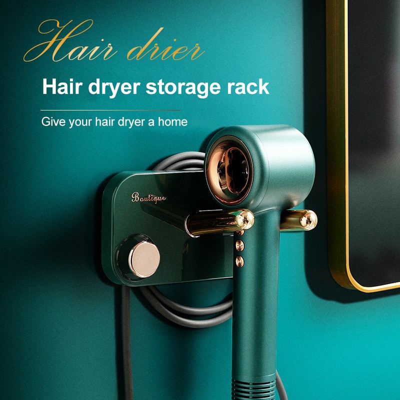 Hair Dryer Holder Pasteable Toilet Hair Dryer Storage Rack Green White Bathroom Shelf Storage Shelves Bathroom Accessories