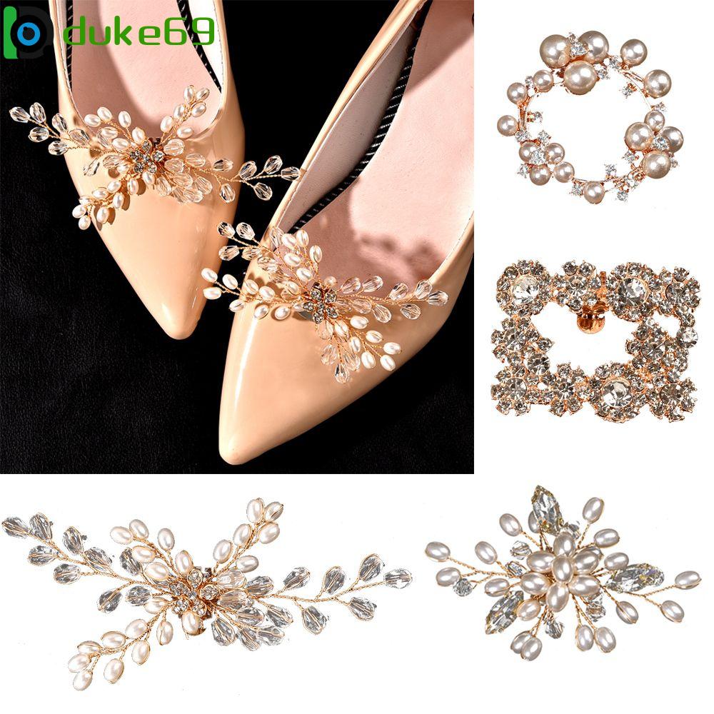 Duke69 1 cặp Rhinestone phụ kiện cô dâu móc khóa túi Trâm Giày ngọc trai