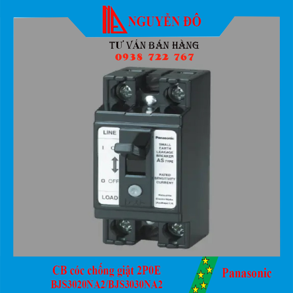 CB cóc giật Panasonic 2P0E BJS3020NA2/BJS3030NA2 loại thiết bị đóng ngắt dòng điện khi gặp như ngắn