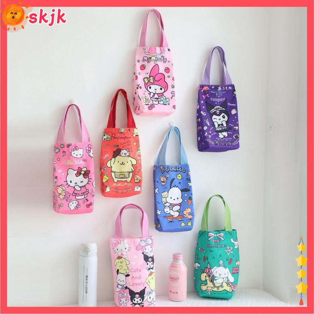 SKJK Dây đeo cổ tay Túi đựng cốc Gấu Sanrio Pooh lotso Vải bố Túi tote lật đật Di động Phụ kiện chai