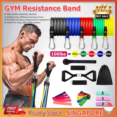 ⭐[Sg Seller] Gym 11pcs/Set Exercise Resistance Bands Yoga Fitness Home elastic band Gym Kit Pull Rope gym equipment