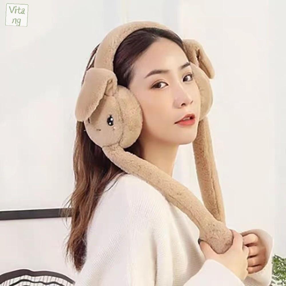 VITANG Thỏ Bịt tai bằng lông mềm Phim hoạt hình Lông giả Bịt tai mùa đông Thoải mái Làm dày nạ tai Nữ