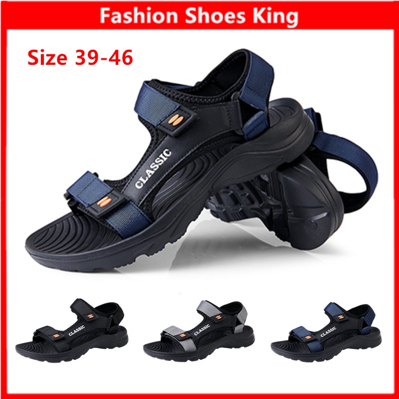 Dép Sandal Nam Thời Trang Hàn Quốc Thông Thường Màu Xanh Dương Đen Xám Size 46