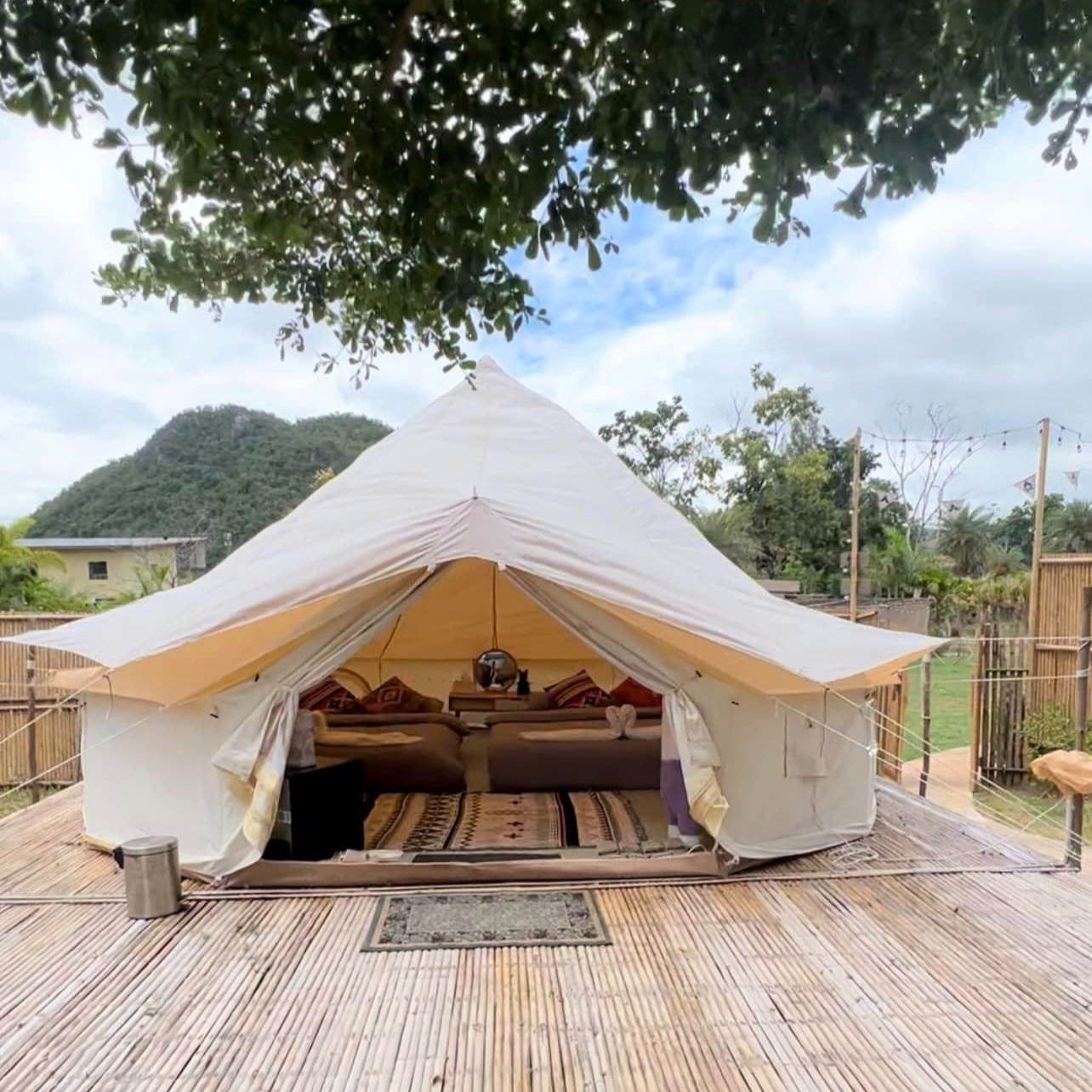 Pillarless Wiman canvas bell tent canvas marquee tent model no medium pole 3 sizes available 3M 4M 5m ราคา 14,650 บาท*ส่งฟรี