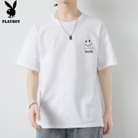PLAYBOY Round Neck T-shirt Mens 2025 Summer Loose Short Sleeved T-shirt Mens Base Shirt Trendy Brand Top