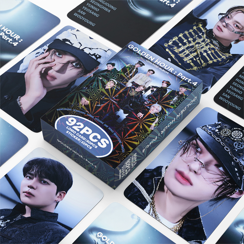 92pcs/box ATEEZ Photocards GOLDEN HOUR:Part.4 KPOP LOMO Card Sticker Collection Card
