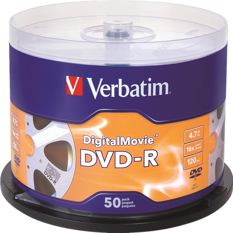 【New release】 Verbatim Digitalmovie Dvd-R Discs 4.7gb Data-120min 16x Speed Blank Discs Dvd-R 50pack