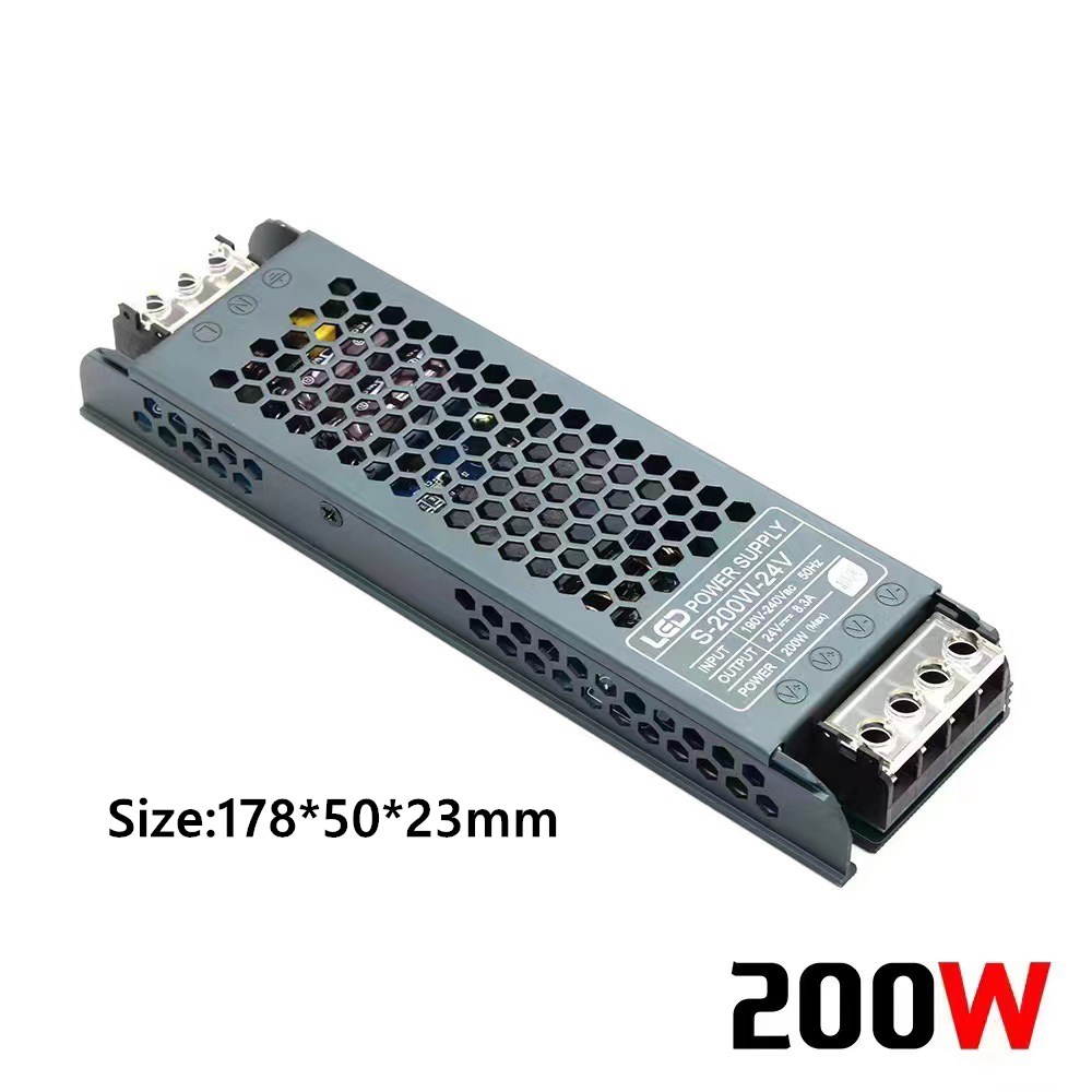 Bộ chuyển đổi công suất siêu mỏng DC12V / 24V / 48V Biến áp công suất chất lượng cao 60W / 100W / 200W / 300W / 400W LED - 200W - DC 24V