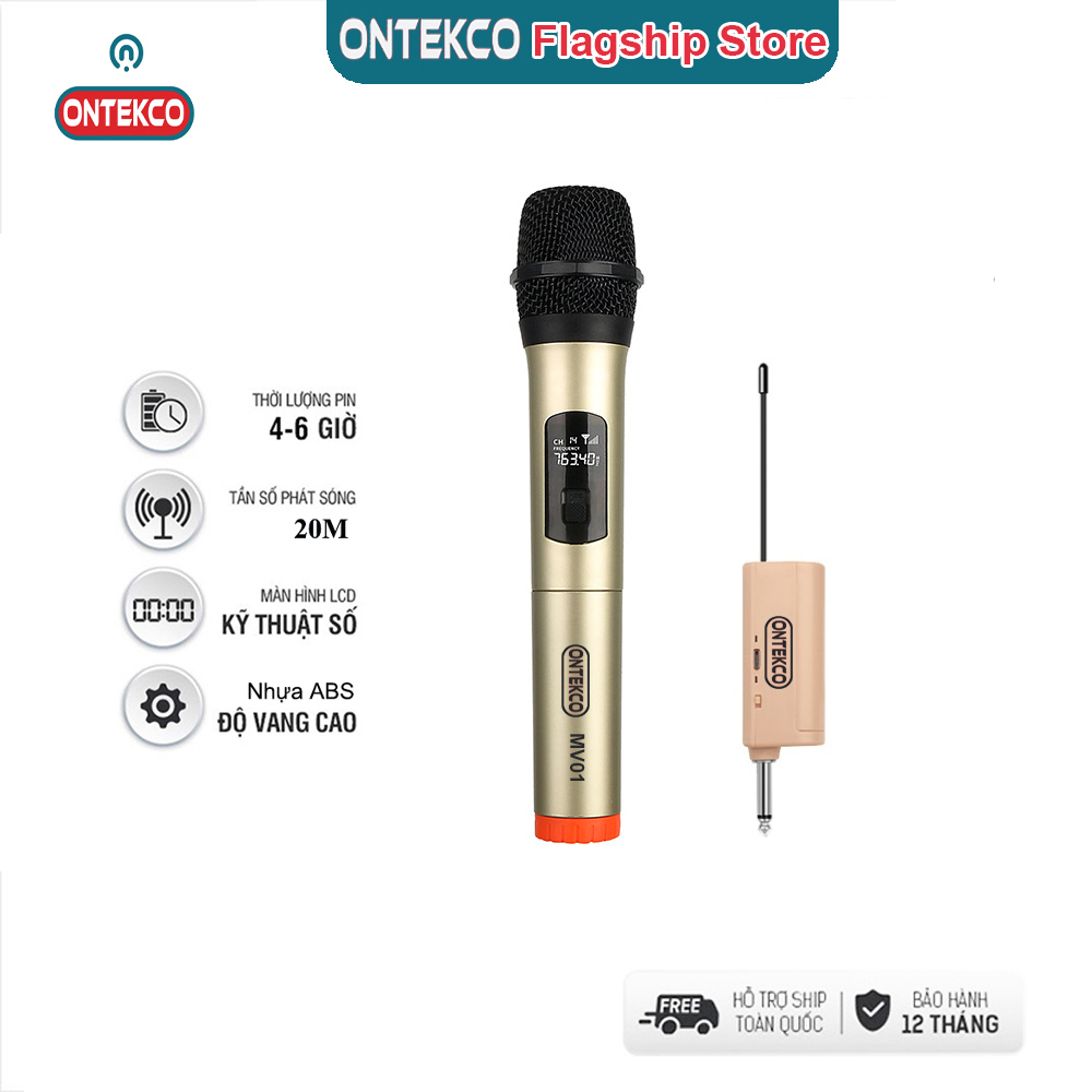 micro karaoke  không dây giá rẻ cho các loại loa kéo, amply ontekco mv01,mv02, hz113 chính hãng bảo 