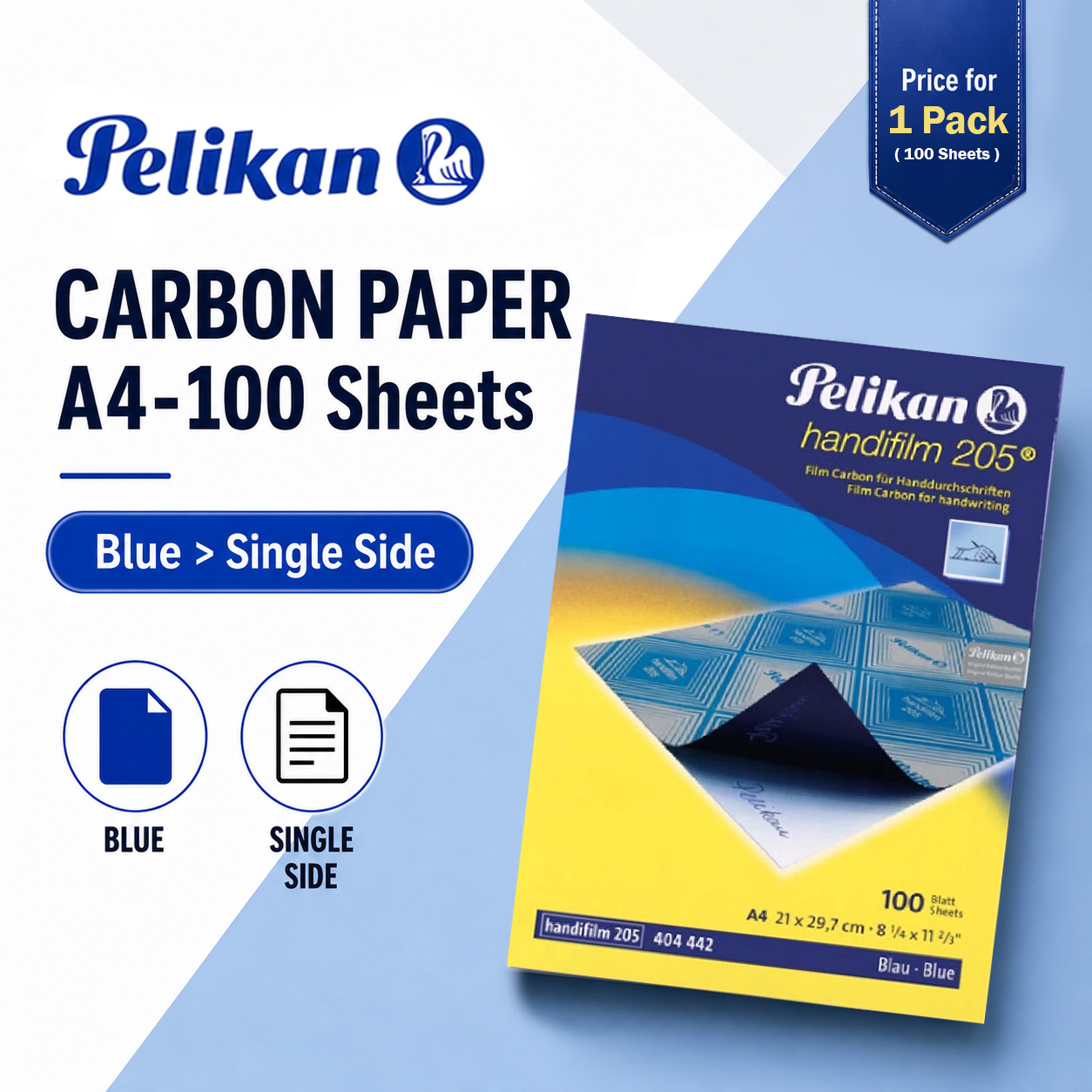 [ A4 CARBON PAPER 100S ] Blue / Black / Single / Double/ SWAN / PELIKAN 205 / Kertas Karbon A4 / HAND CARBON 500H