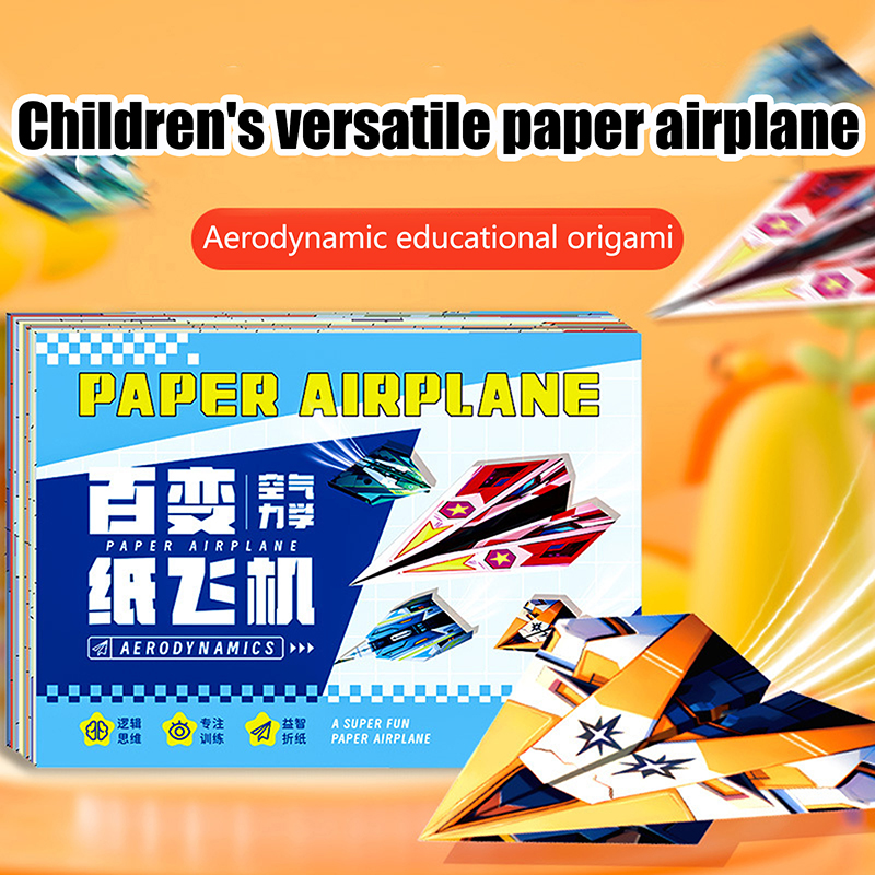 【Youer】 24PCS Montessori nghệ thuật học tập máy bay Origami kit giấy handmade màu giấy thiết lập phim hoạt hình gấp linh hoạt giấy máy bay đồ chơi