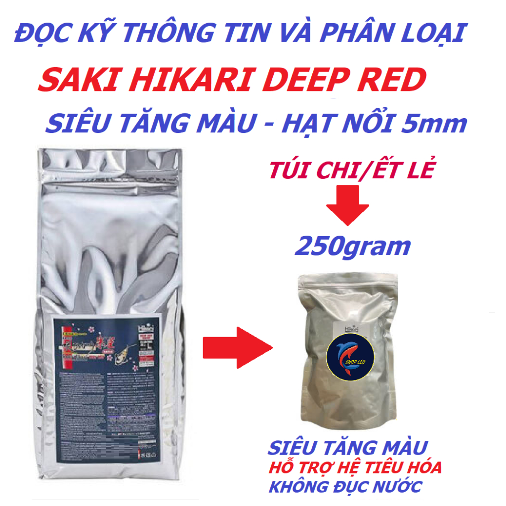 Cám Saki Hikari Deep Red siêu tăng màu cho cá phi tần đỏ cá vàng chép sư tử... thức ăn cá chép sư tử
