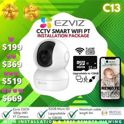 WIRELESS CCTV CAMERA WIFI INSTALLATION DEAL - EZVIZ TY2 WIRELESS 1080p FULL HD Indoor Pan/Tilt WiFi Security Camera 360° Full Room Coverage Auto Motion Tracking Two-Way Audio Clear 30ft Night Vision IP Camera C13