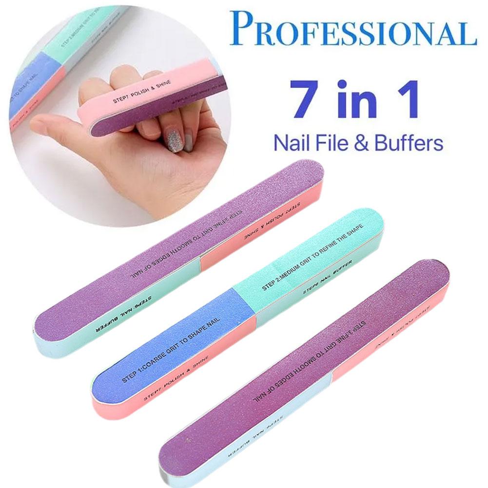 7 mặt chuyên nghiệp giũa móng đánh bóng Dải Sponge giũa móng đánh bóng móng dụng cụ làm móng tay