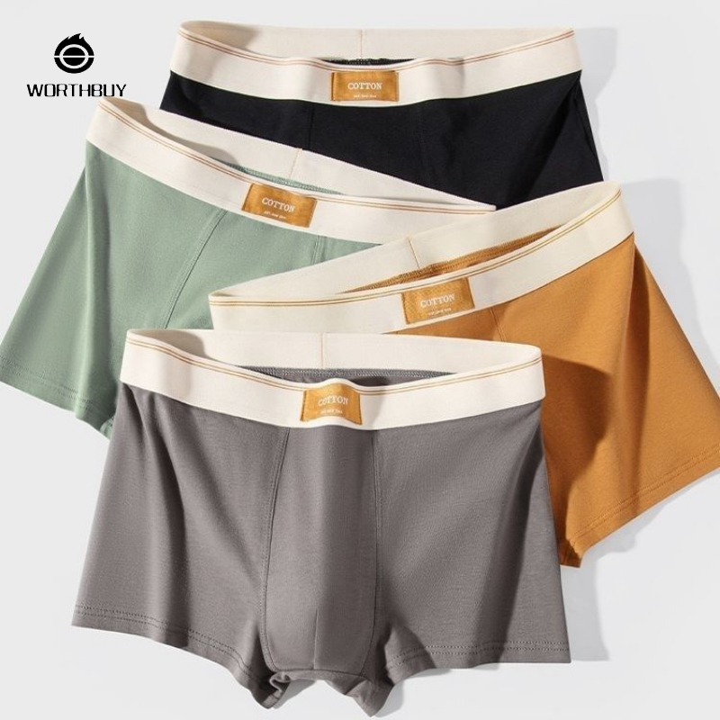 Tinh khiết bông đồ lót nam hợp thời trang thương hiệu chàng trai hợp thời trang Boxers thoải mái và thoáng khí Quần soóc Boxer