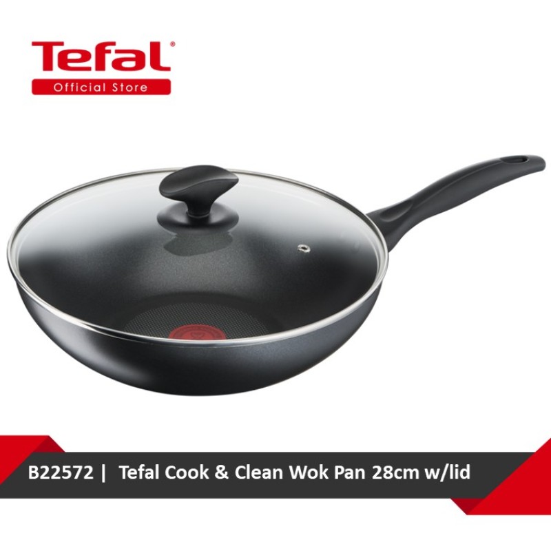 Tefal Cook & Clean Wok Pan 28cm w/lid B22572 Singapore