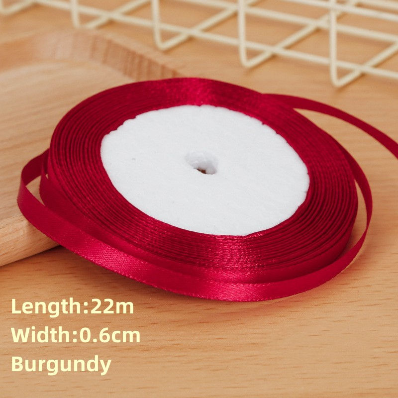 6mm Satin Ribbon - Elegant Gift Packaging and Decorative Ribbon 25 Yards/Roll