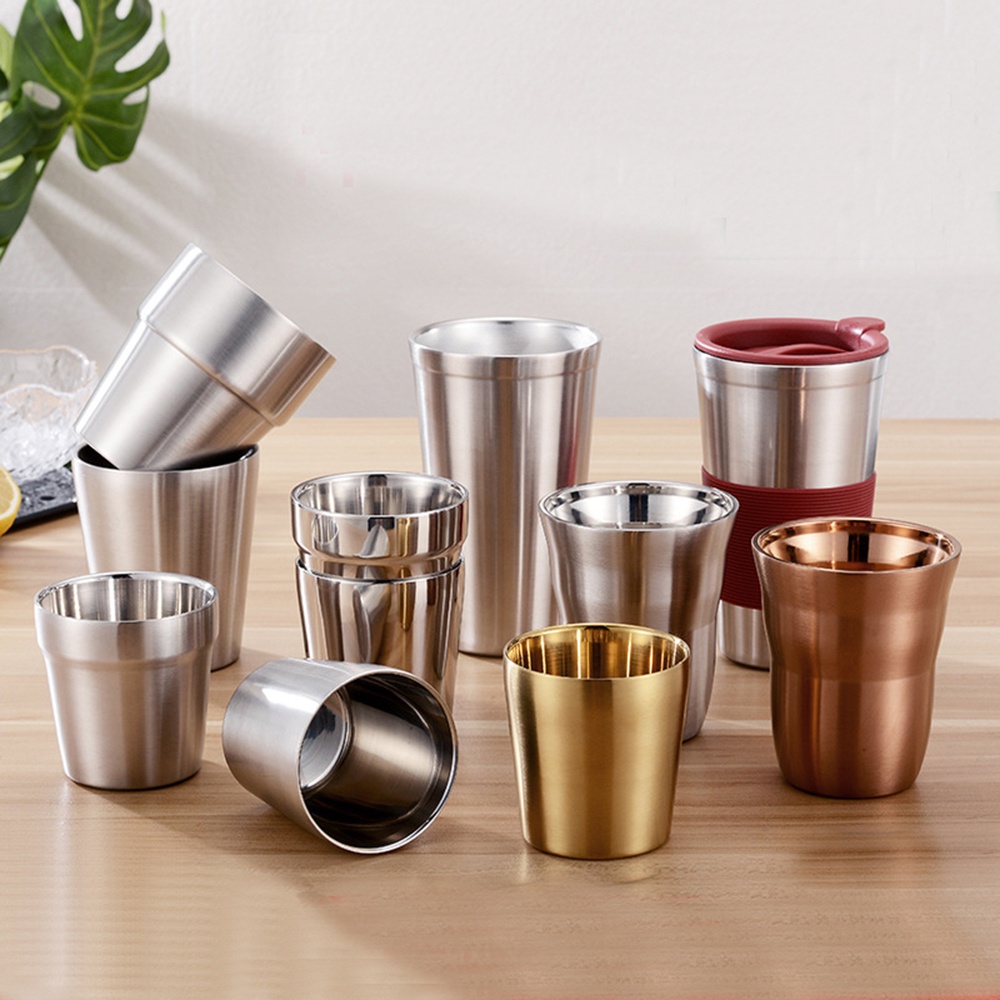 （IN STOCK） Double Wall Stainless Steel Cups and Mugs Metal Cold Beer Cup Bar Party Coffee Mug Tumbler 175/260/300/480ml OWT ราคา 33 บาท*ส่งฟรี