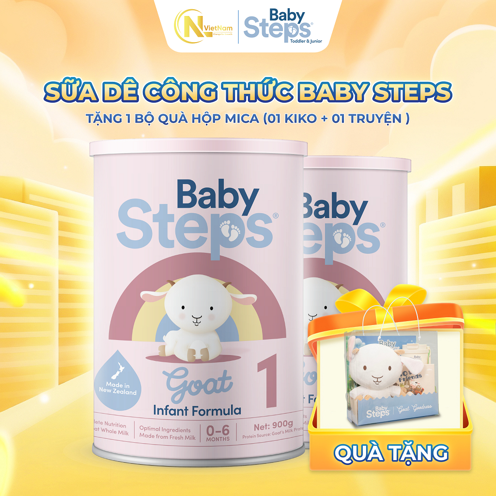 ( Kèm quà) Combo 2 lon Baby Steps số 1 900g