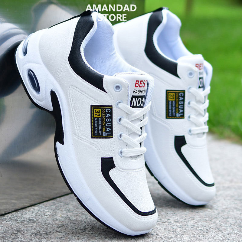 QiaoYiLuo Versatile student sneakers Waterproof leather shoes Men's low-top little white shoes Casual running shoes