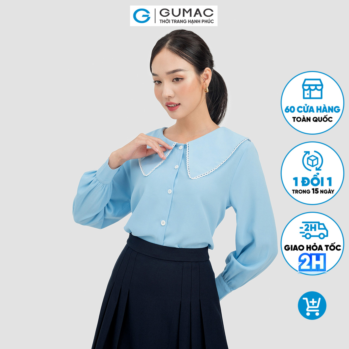 Áo sơ mi nữ gumac la0707 , áo sơ mi kiểu đăng ten đẹp hot
