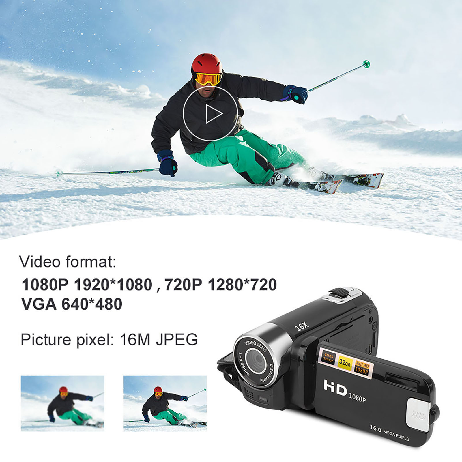 Digital Camcorder 16X Digital Zoom HD Video Camera Vlogging Camcorder