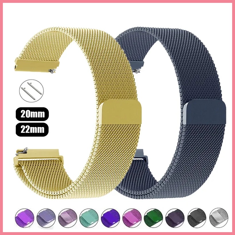 {HOT ZLHLKIOFH 645} 20 22mm Milanese Loop For Samsung watch 3 4 5 6/Active 2/S3 WatchBand For Garmin Forerunner 55 158 245 645 965 265 745 SQ2 MUSIC