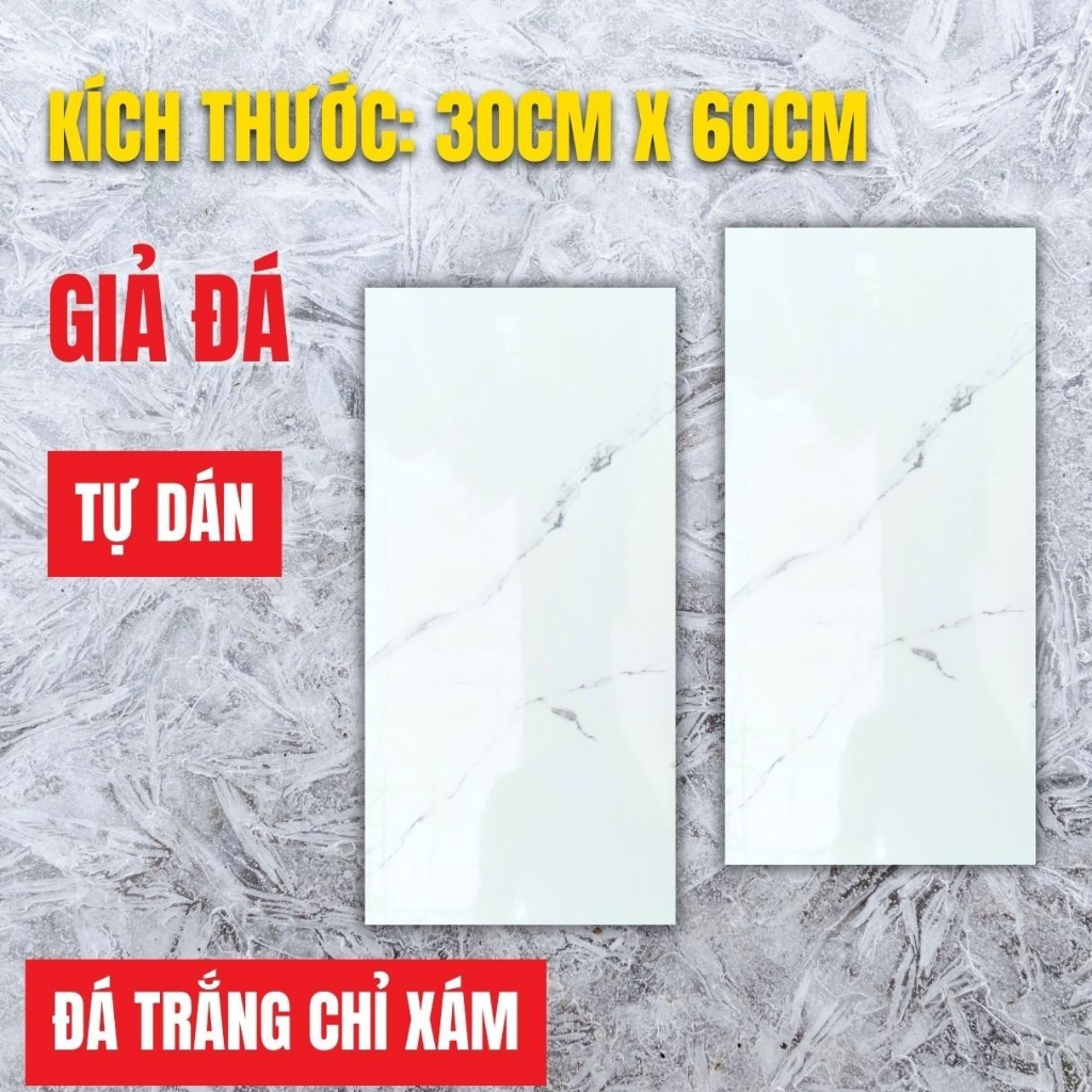 50 tấm ốp dán tường PVC vân đá có keo sẵn miếng dán tường giả nhựa đá hoa cương khổ 30-60cm
