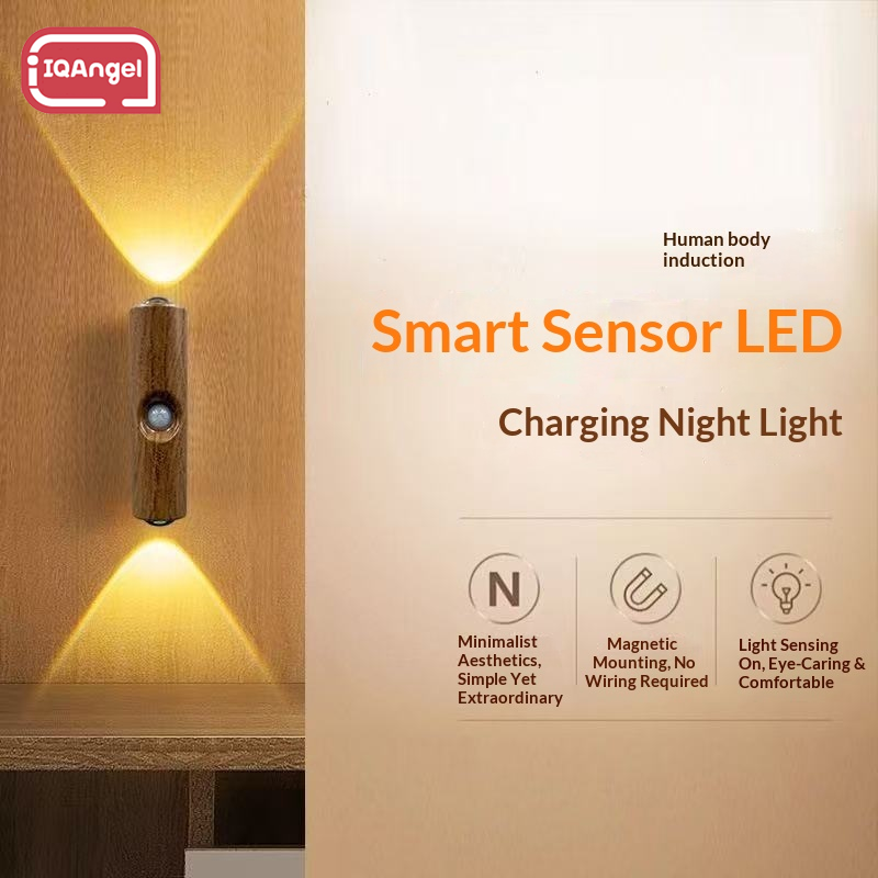 IQANGEL Smart Human Body Sensor LED Night Light with Magnetic Installation, Rechargeable Ambient Lighting for Bedroom and Corridor ราคา 73 บาท*ส่งฟรี