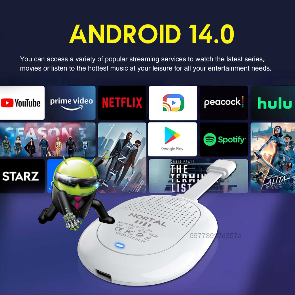Android 14 TV 2GB 16GB - 4K Streaming Media Player with Voice Remote Wifi6 BT5.0 ราคา 1,086 บาท*ส่งฟรี