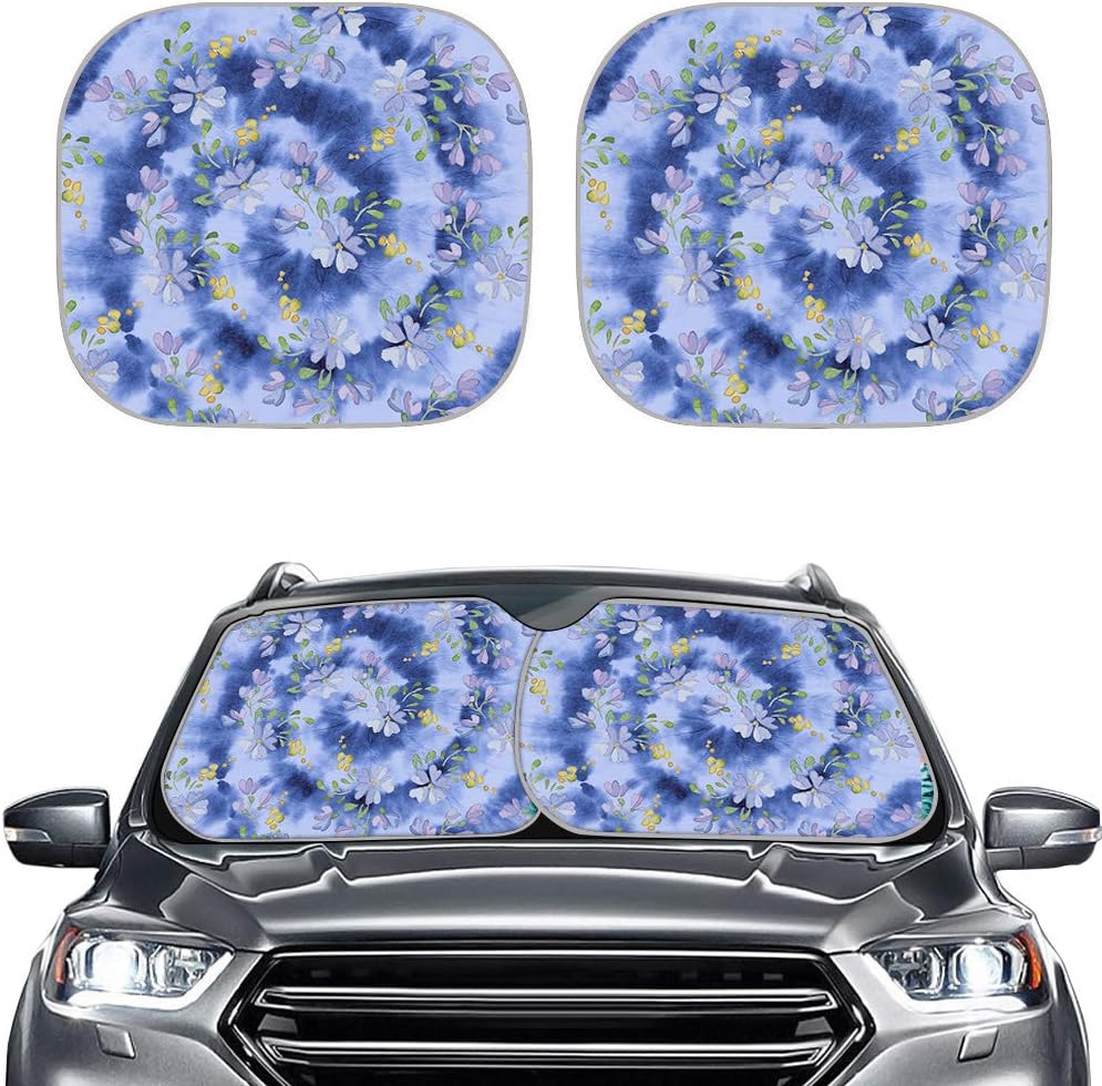 Màu nước Hướng Dương 2pcs Tấm Che Nắng Ô Tô cho nam xanh dương xe cửa sổ trước dù để che nắng Tấm Che Nắng Kính Chắn Gió Bìa giữ cho chiếc xe của bạn mát mẻ