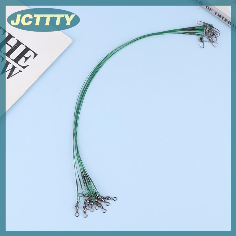 JCTTTY 10 cái móc câu cá dây thép chống cắn 10 15 20 25 30cm Móc câu dây dẫn với phụ kiện Mồi Câu Cá xoay
