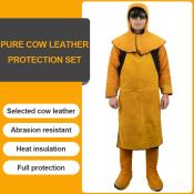 Cowhide Electric Welding Protective Clothing Welder Argon Arc Work Clothes Cow Leather Shawl/ Apron/ Shoe Cover/ Sleeve Insulation Hot Resistant to High Temperature