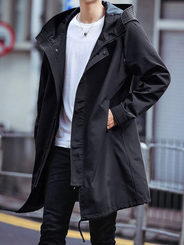 Mens black trench hot sale coat full length