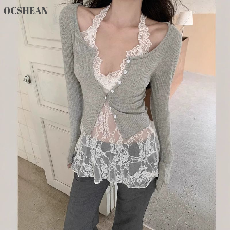 OCSHEAN Sexy Lace Halter Top for Women - Perfect for Layering and Everyday Wear ราคา 67 บาท*ส่งฟรี