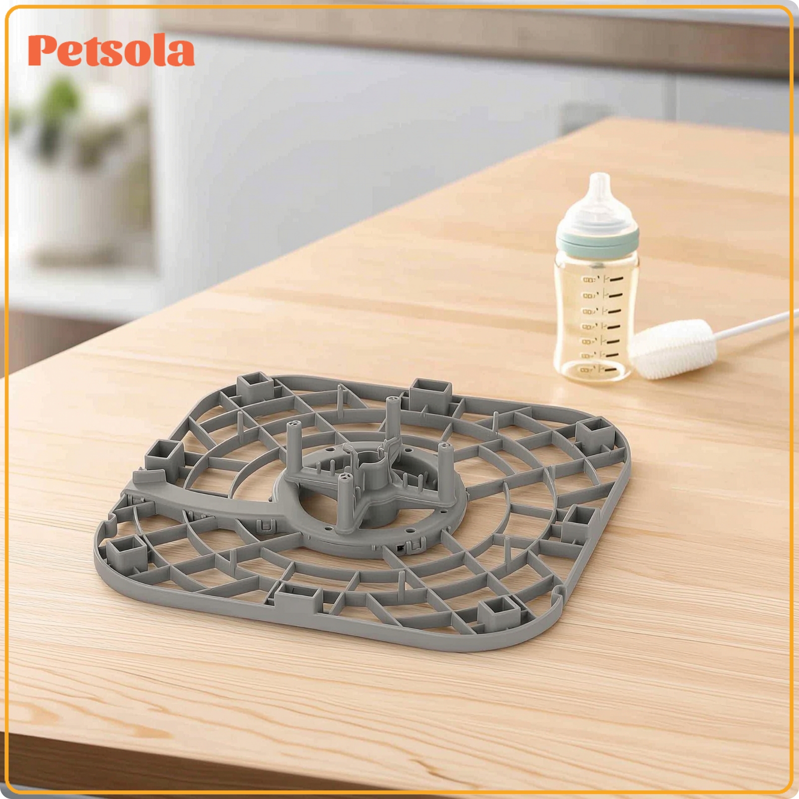 ของใช้แม่และเด็ก PETSOLA Plastic Bottle Washer Bottom Tray Gray Replacement Bottom Tray Square Lattice for Parents, Infants, Kitchen, Nursery