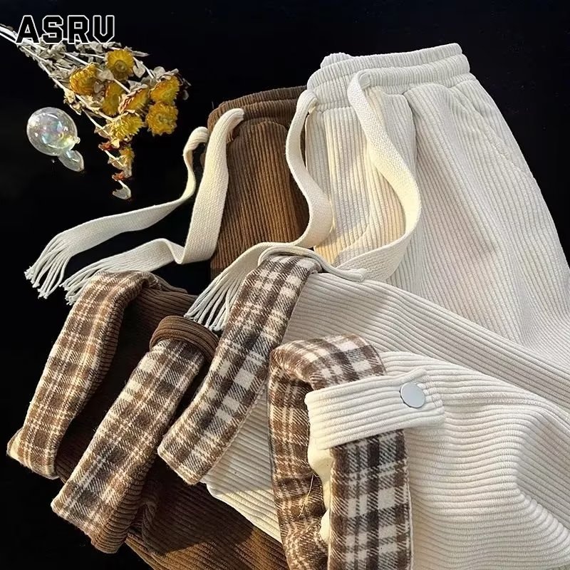 ASRV quần nam quần tây quần jogger thể thao quần thể thao dài pants Quần tây nam mùa thu mùa đông Quần thể thao vải nhung kẻ ngắn quần legging rộng mặt bích mới
