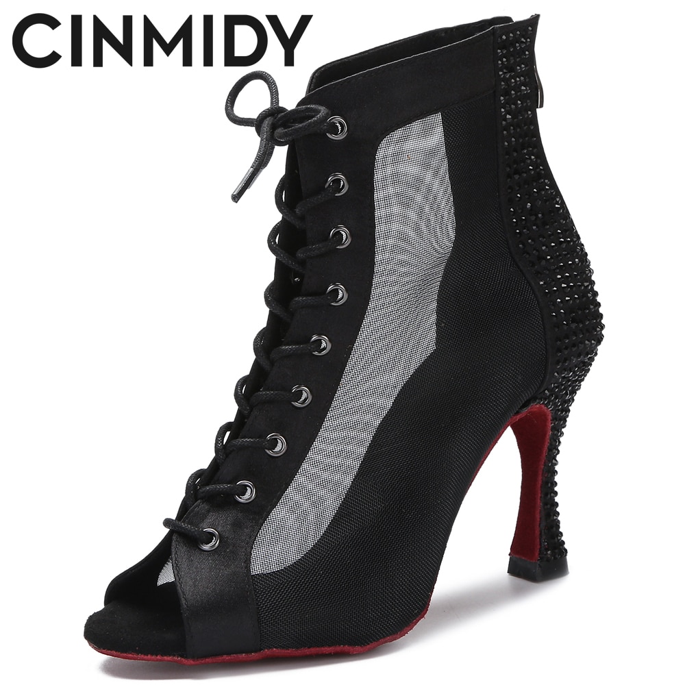  New Latin Dance Boots Salsa Tango Pole Dance Shoes For Women Sexy Belly Dance Shoes Professional Ballroom High Heels CINMIDY 