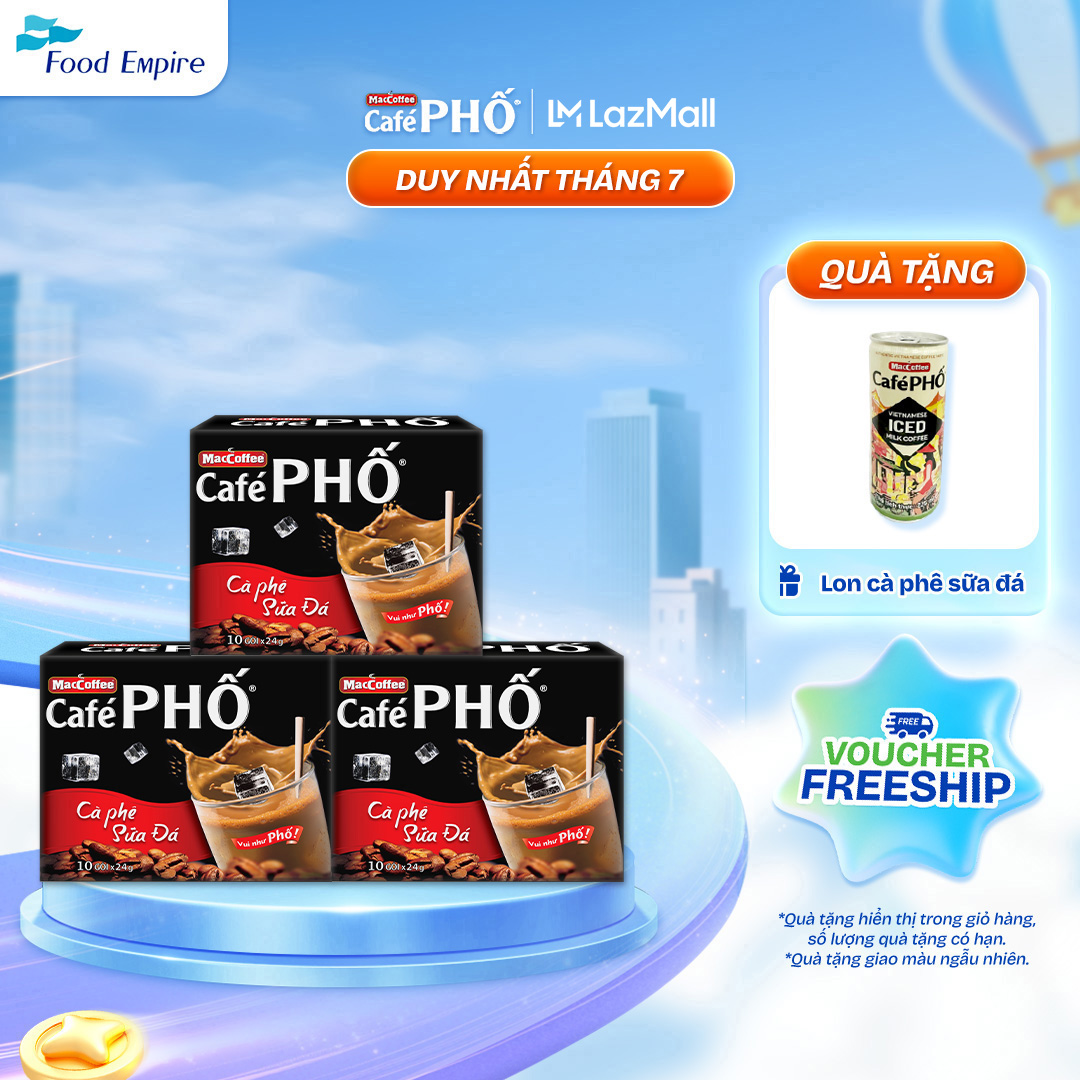 Combo 3 hộp Cà phê phố Sữa Đá - Maccoffee (hộp 10 gói x 24g)