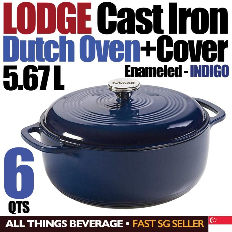 Lodge Enameled Cast Iron Dutch Oven, 6 Quart 5.7L Indigo Singapore