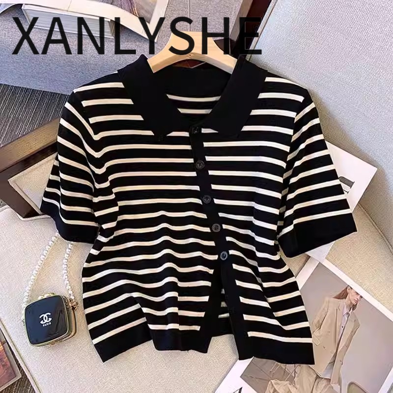 Large size women's clothing fat sister new thin French fried street chic belly hidden meat short-sleeved shirt top ราคา 150 บาท*ส่งฟรี