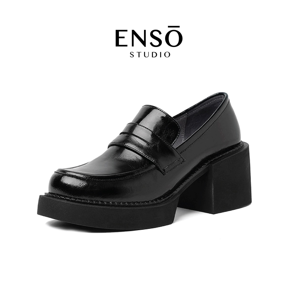 ENSo - Giày Loafer nữ SPINEL da thật màu đen 6,5cm